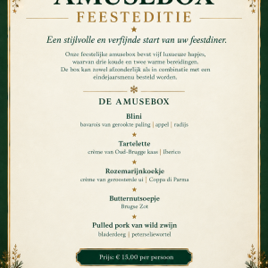 Feestelijke Amusebox menu in groen en goud